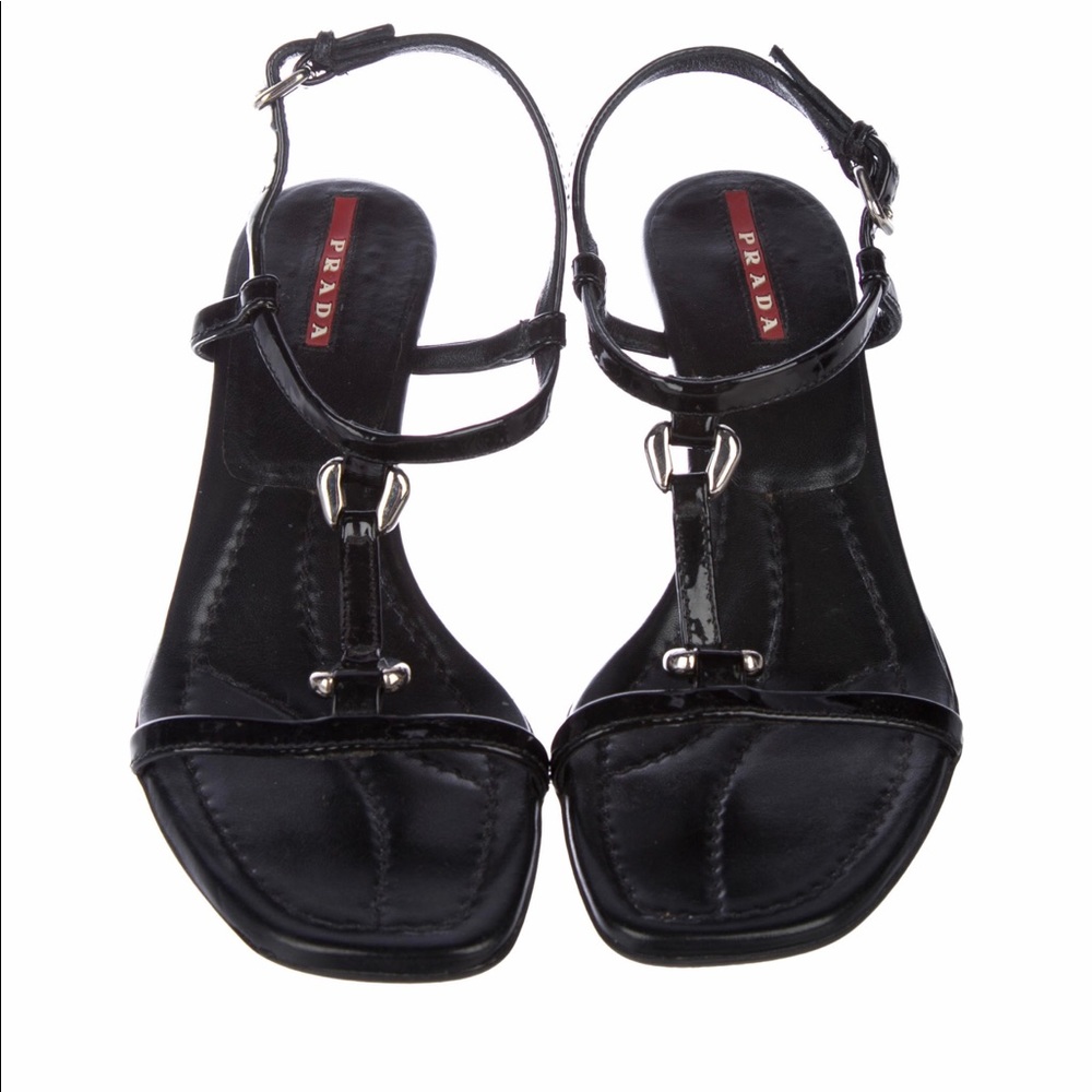 Black Leather Prada Sandals